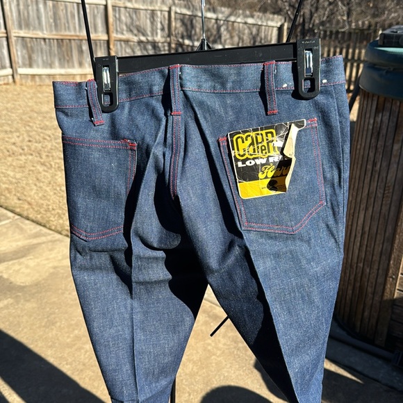 NOS Deadstock 1960s Unisex Flare Jeans Capers Low Rise Blue Denim Talon Zipper - Picture 7 of 9